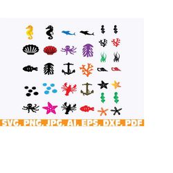 sea svg, Ocean Life SVG, Ocean Animal SVG, Under the Sea SVG, corals and sea weeds svg, Plants, sea turtle svg, eal svg,