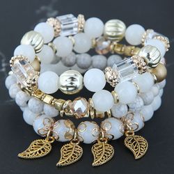 Bracelets Boho a 4 couches pour femmes, Bijoux Vintage feuilles, breloque, cadeau