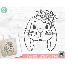 Bunny SVG, Easter Bunny SVG, Easter svg, Spring svg, Lop Rabbit SVG Cut file, Floral Bunny svg, Animal Face svg, Floppy