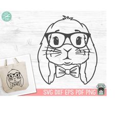 Bunny Glasses SVG Cut File, Easter SVG, Easter Bunny svg, Animal Face svg, Lop Rabbit svg Cut File, Easter png, Floppy E