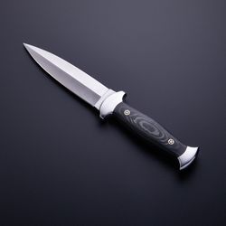 Tactical D2 Tool Steel Full Tang Fixed Blade Double Edge Dagger Knife W/Sheath