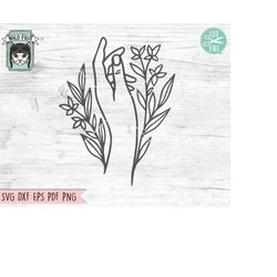Flowers SVG, Hand SVG Cut File, Flower Cut File, Floral SVG, Flower Clipart, Hand svg, Wedding Flowers svg File, Leaves