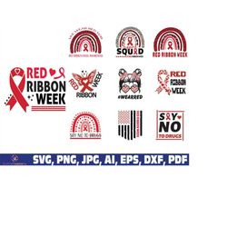 red ribbon week svg, No To Drugs SVG, Drug Free SVG, Anti-Drug svg, Red Shirt svg, Red Ribbon, red ribbon week svg for k
