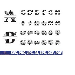 alphabet svg, split monogram, Split Monogram Alphabet, split letter, monogram svg, monogram frame, floral alphabet, Name