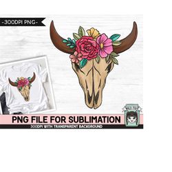 Floral Cow Skull SUBLIMATION design PNG, Cow Skull with Flowers png file, Floral Cow Skull Leopard sublimation designs,
