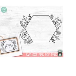 Floral Frame SVG, Floral Frame Wedding SVG File, Floral Wedding Template, Wedding Flowers, Wedding Sign, Floral Sign Mon