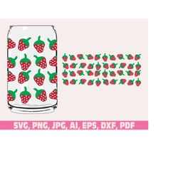 strawberry glass wrap svg, fruits glass wrap svg png, can glass wrap, 16oz full wrap svg, can glass , coffee can glass s