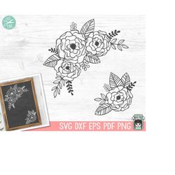 Flower SVG File, Floral SVG files, Flower cut files, Flower Border SVG, Floral Corner, wedding, floral cut file, modern
