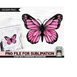Pink Butterfly SUBLIMATION design PNG, Watercolor Butterfly Sublimation, Breast Cancer Awareness PNG sublimation file, S