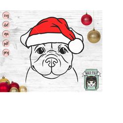 Dog Santa hat svg file, Dog with Hat svg, Christmas svg file, Pitbull svg, Christmas cut file, Christmas Animals, Pit Bu