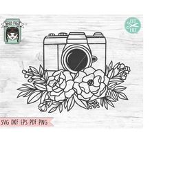 Floral Camera SVG file, Flower Camera cut file, Photography SVG file, Photographer SVG file, Camera with Flowers svg cut