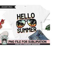 Hello Summer SUBLIMATION designs png, Summer Vacation png, Sunset Sunglasses PNG sublimation file, , Palm Tree glasses,