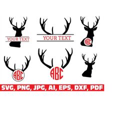 deer monogram svg, hunting monogram svg, hunting svg, name frame svg, deer svg, hunt svg, hunting split name monogram sv