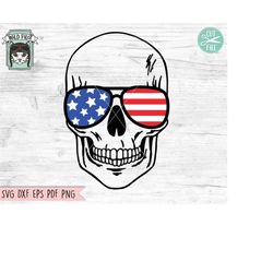 July 4th Skull SVG,  Fourth of July Skull svg file, July 4th Skull cut file, Skull Glasses svg, Skull cut file, American