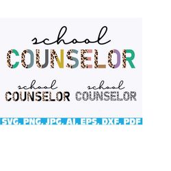 School Counselor Half Leopard svg png, Counselor svg, School counselor svg, teaching svg, teacher svg, school svg, back
