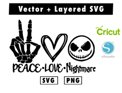 peace love nightmare halloween svg and png files for cricut machine , anime svg , manga svg , Goku svg