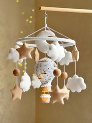 Baby mobile hot air balloon for boys or girls
