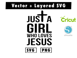 JUST A GIRL WHO LOVES JESUS CROSS QUOTE svg and pngfiles for cricut machine , anime svg , manga svg , Goku svg