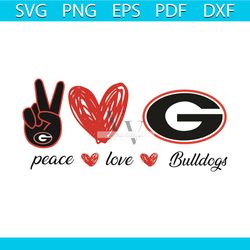 Georgia Bulldogs Peace Love Svg, Sport Svg, Peace Svg, Love Svg, Heart Svg, Georgia Bulldogs Svg, Bulldogs Svg, Bulldogs