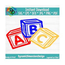 ABC, Alphabet SVG, 3 blocks, alphabet Blocks, Blocks Svg, Alphabet Cut File for Cricut, Png, Dxf, Vector, Eps, Jpg, Buil