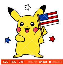 patriotic pikachu svg 4th of july svg independence day svg usa svg cricut silhouette vector cut file