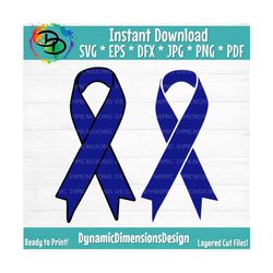 Blue Ribbon Svg, Files for Cricut, Cancer Ribbon Svg, Colon Cancer Svg, Cancer Awareness Svg, Cutting File, Cricut Svg,