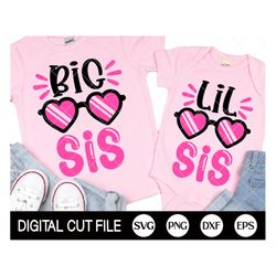 big sis svg, lil sis svg, kids shirt design, newborn baby girl, big sister, little sister svg, baby shower, svg files fo