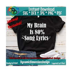 My Brain is about 80 SONG LYRICS SvG for that music lover! (svg,silhouette files,cricut explore files) Digital file to m