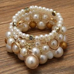 Bracelets de perles de couleurs blanches, bijoux fantaisie, breloque etoile de mer