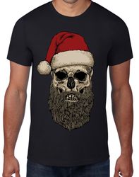 "Santa Hipster Beard Men's Christmas T-Shirt - Santa Claus Skull "