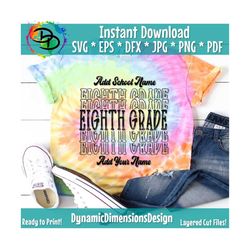 Eighth Grade Echo, Eighth Grade Stacked, Back to School, 8th Grade SVG, Digital Cut File, 8th grader, Eighth Grade shirt