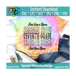 Seventh Grade Echo, Seventh Grade Stacked, Back to School, 7th Grade SVG, Digital Cut File, 7th grader, Seventh Grade sh