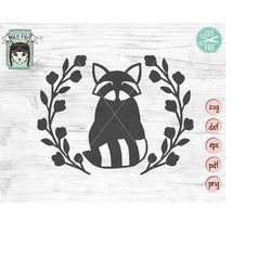 Raccoon SVG file, Raccoon Wreath svg file, Woodland Animals svg, Raccoon Wreath cut file, Forest Animals svg cut file, L