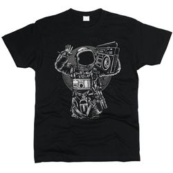 astronaut with boombox men t-shirt