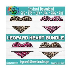 Leopard Print Heart SVG, Valentine's Day Cut File, Cute Girl Love Design, Women's Clip Art, Cheetah, Animal, dxf eps png