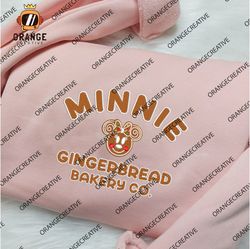Minnie Gingerbread Bakery Co Est Embroidered Shirts, Christmas Crewneck, Disney Christmas Embroidered Hoodie, Sweatshirt