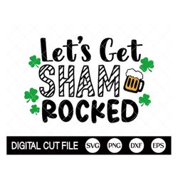St Patricks Day Svg, Let's Get Shamrocked, Shamrock Svg, Clover Png, Lucky Svg, Kids Shirt Design, Svg Files For Cricut,