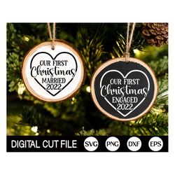 Our First Christmas Married, Christmas Ornament 2022 SVG, Merry and Married, Wedding Ornament, Christmas Gift Ideas, Svg
