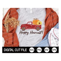 Sunflower Truck SVG, Happy Harvest Svg, Pumpkin Truck Svg, Autumn Cut file, Thanksgiving Svg, Farmhouse, Fall Shirt, Svg
