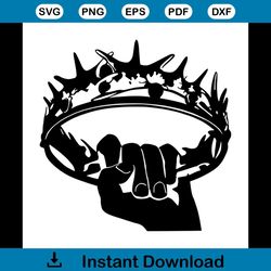 Game Of Thrones Crown, Black Hand Hold Crown Svg