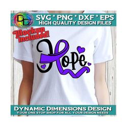 Hope svg, Purple Ribbon, Pancreatic Cancer, Digital, Cancer svg, Cystic Fibrosis, Lupus, Epilepsy, Alzhimers, Awareness