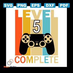 Level 5 Complete Funny Birthday Retro Vintage Svg