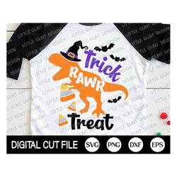 Halloween Dinosaur Svg, Trick Rawr Treat Svg, Spooky Svg, Funny Halloween Costume, Kids Halloween Shirt, Dxf, Png, Svg F