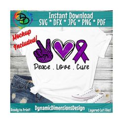 Peace Love Cure, Pancreatic cancer svg, cancer awareness svg, Memory Ribbon svg, Survivor svg, svg, Hope svg, Cure svg,