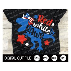4th of July Svg, Red White and Rawr Svg, Dinosaur Svg, America Svg, Independence day, Memorial day, Kids Shirt Design, S