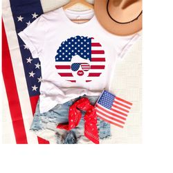 African American Woman 4th Of July Shirt, Afro Woman USA Flag Shirt, Independence Day Shirt, Black Girl Shirt, Silhouett