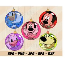 mouse and friends christmas balls svg png, layered mouse christmas ball svg, mouse friends christmas balls png, svg file