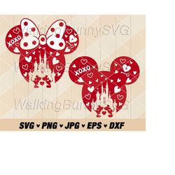 Mouse Ears Heart Love Svg Png, Layered Mouse Ears Svg, Mouse Ears Valentine Svg, Cartoon Mouse Head Svg Files For Cricut