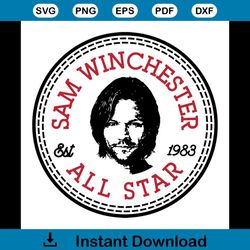 Sam Winchester Supernatural All Star Converse Logo Svg
