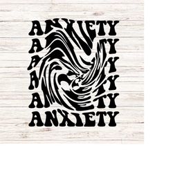 Anxiety svg ANXIETY retro groovy wavy letters svg word art svg funny SVG/PNG Digital Files Download Seamless Clip Art Tr